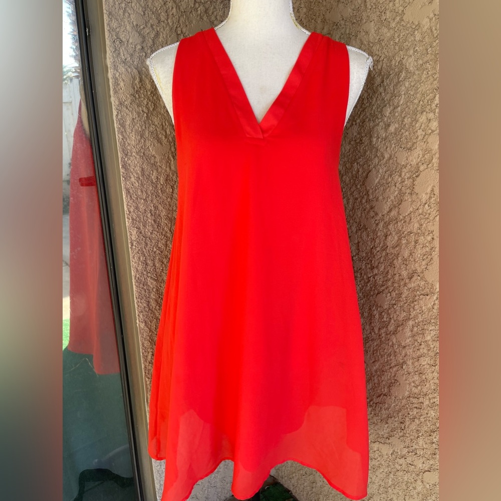 Loose Flowy Vibrant Coral Everly Dress